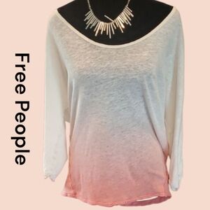 Free People Off the Shoulder Top. Soft Crean leading to Soft Orange. Size Small